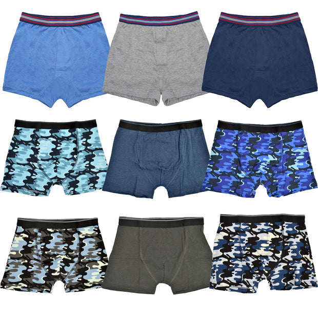 A2Z 4 Kids Boys Boxer Pack Of 3 Plain Camouflage Knickers Cotton Mix Underpants