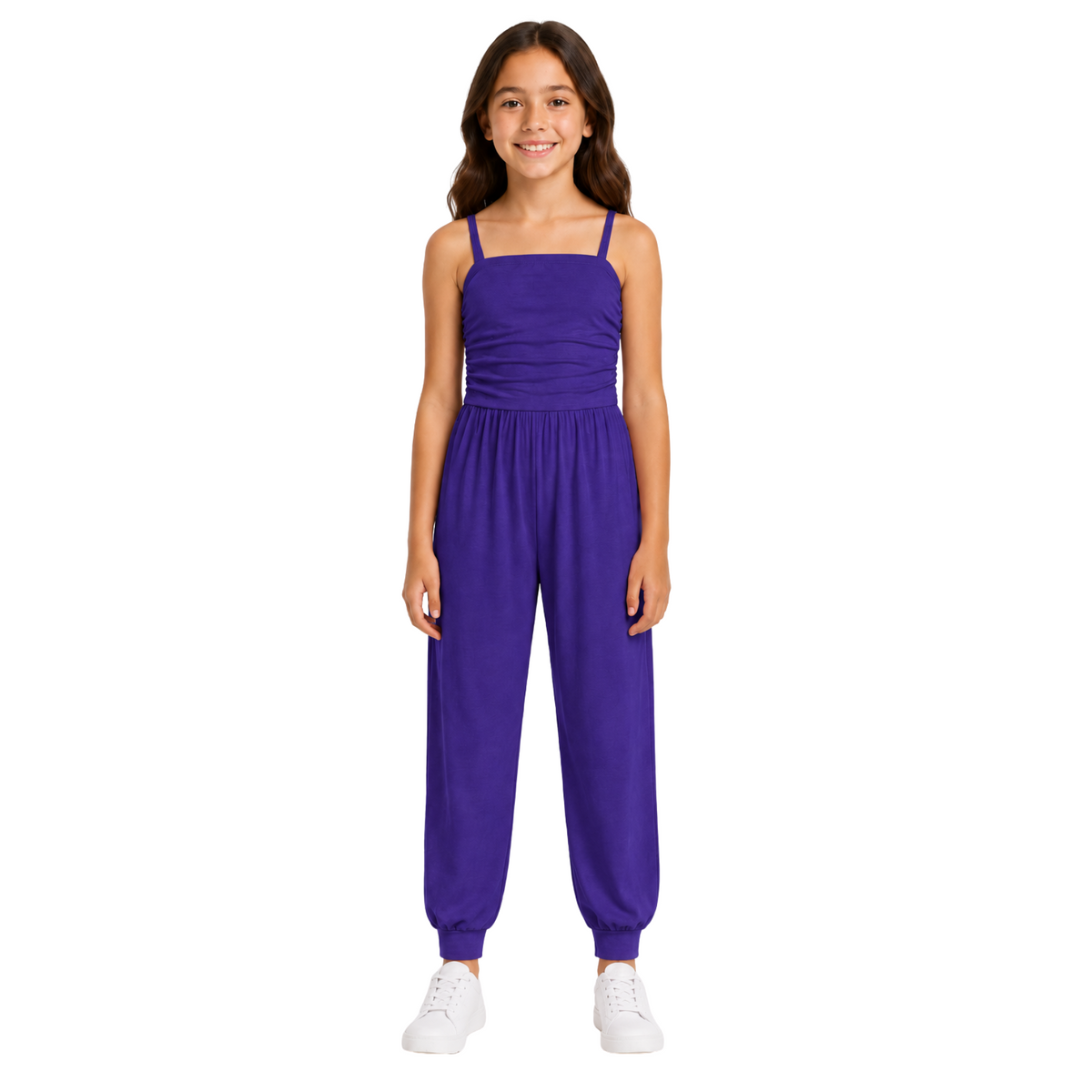Girls Jumpsuit Kids Plain Color Trendy Playsuit All In One Jumpsuits 5-13 Years