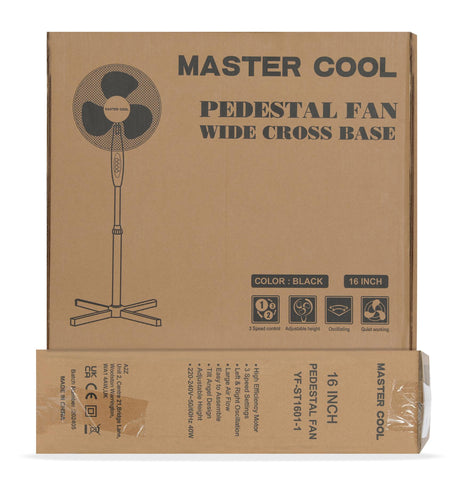 A2Z Pedestal Fan 16 Inch 3-Speed Oscillating Electric Standing Floor Fan