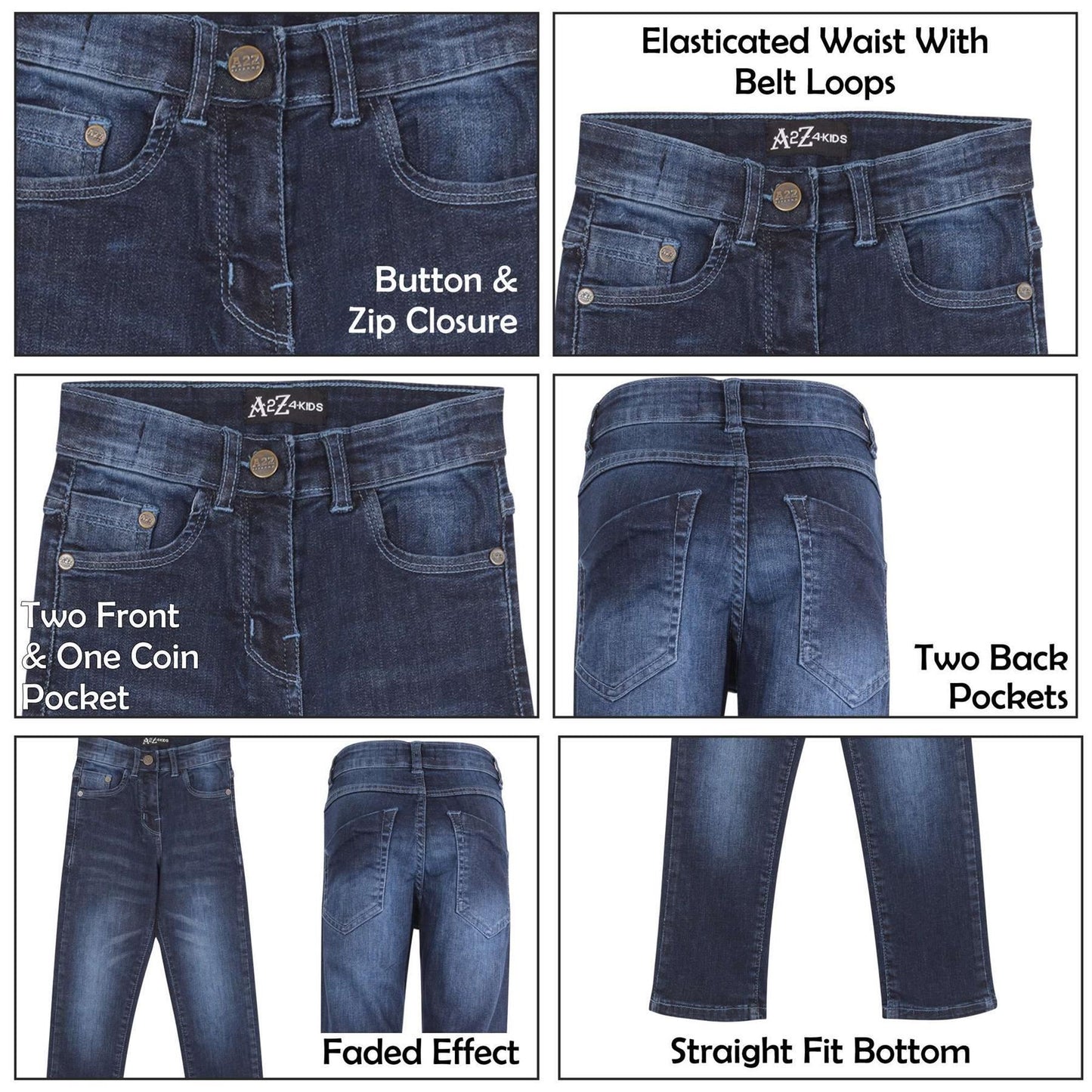 Kids Girls Relaxed Straight Fit Boot Cut Jeans For Teens Stretchy Jeans