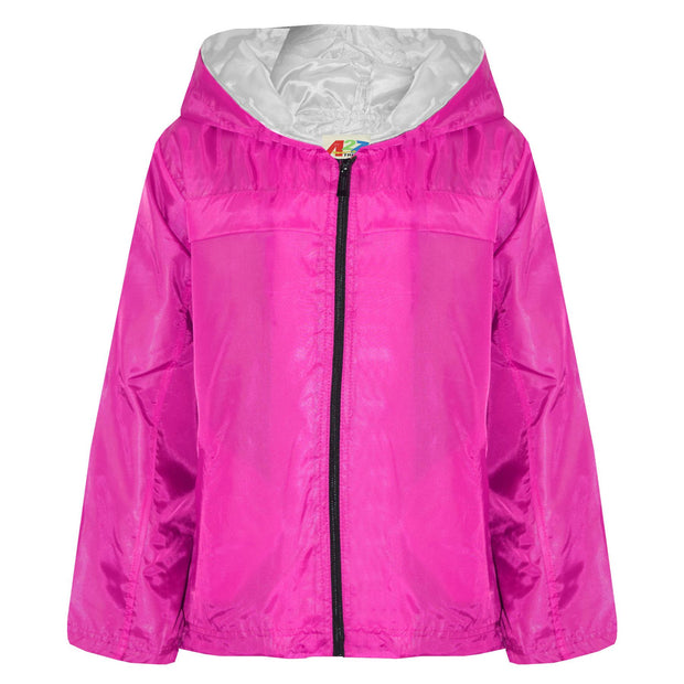 A2Z 4 Kids® Girls Boys Raincoats Jackets Kids Pink Lightweight Kag Mac Waterproof Hooded Jacket Cagoule Rain Mac Age 5 6 7 8 9 10 11 12 13 Years