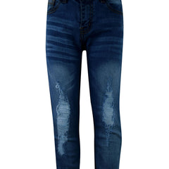 Kids Boys Stretchy Jeans Knee Ripped Denim Skinny Bikers Pants Slim Trouser 5-13