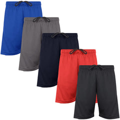 Kids Boys 5 Pack Lightweight Mesh Athletic Football Boxing Cycling Sports Shorts