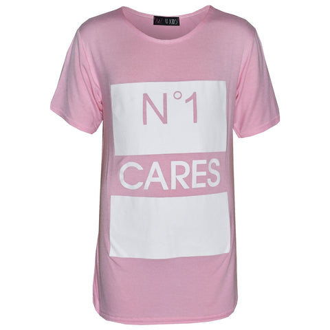 Girls Top Kids Designer's No 1 Cares Print Fashion T Shirt Tops Age 7-13 Years