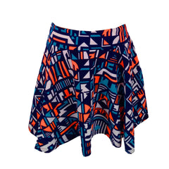 Kids Girls Orange & Blue Aztec Print Skater Skirt Midi Dress Crop Top Legging