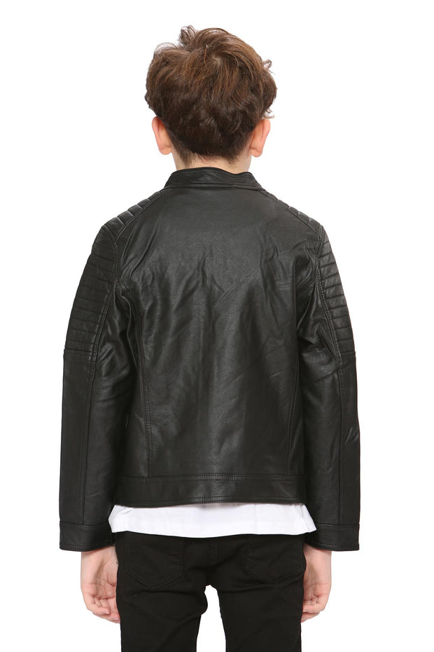 A2Z 4 Kids Motorcycle Biker Black Jacket PU Leather Jacket Zipper Stylish Boys Age 5-13 Years