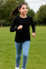 A2Z 4 Kids Girls Plain Long Sleeve T Shirt Soft Feel PE School Activewear Shirts