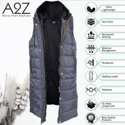 A2Z Kids Girls Fashion Oversized Hooded Quilted Gilet Steel Grey Color Padded Long Line Vest Jacket Long Sleeveless Coat Urban Winter Wear Coat 7-13 Years