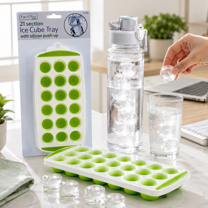 A2Z 21 Cube Ice Tray Silicone Push Up Easy Release Freezer Ice Mould PP TPR