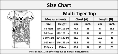 Girls Top Tiger Face Print Stylish Fahsion Trendy T Shirt Top New Age 7 8 9 10 11 12 13 Years