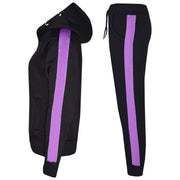 A2Z 4 Kids® Girls Boys Tracksuit Designer's Plain Contrast Lilac Stripes Fleece Hooded Hoodie Bottom Jogging Suit Joggers Age 5 6 7 8 9 10 11 12 13 Years