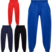 Kids Girls Boys Plain Jogging Bottoms Cuffed Joggers Sweatpants Trousers 2-14 Yr