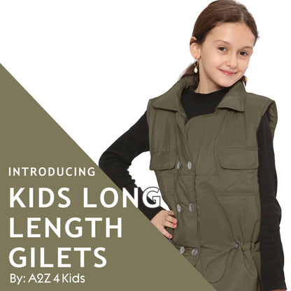 Kids Girls Sleeveless Coat Gilet Fashion Oversized Gilet Style Jacket Coat
