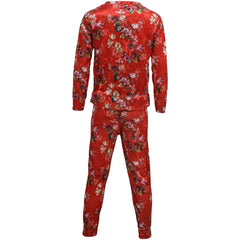 Girls Jogging Suit Floral Print Zip Up Velour Set Top Bottom Outfit Clothing Set