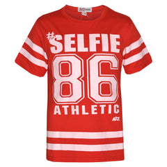 Girls Top Kids Designer's #Selfie 86 Athletic Print Fashion T Shirt Top 7-13 Yr