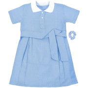 Kids Girls Gingham School Dress Check Belted Dresses With Matching Scrunchies - A2Z 4 Kids