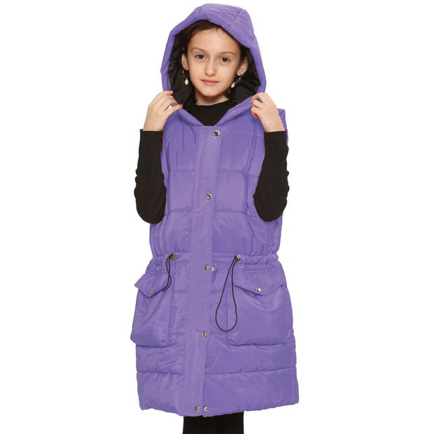 Kids Girls Fashion Oversized Gilet Long Line Jacket Long Sleeveless Coat 7-13 Yr