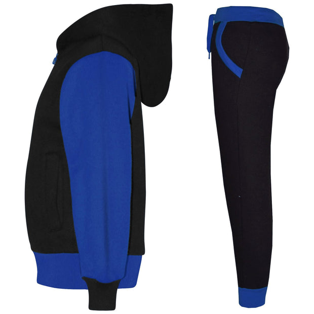 A2Z 4 Kids Unisex Plain Contrast Fleece Tracksuit Hoodie with Joggers Royal Blue Sweatpants Sports Activewear Outfit Set Gifts For Childrens Girls Boys Age 2-3, 3-4, 5-6, 7-8, 9-10, 11-12, 13 Years