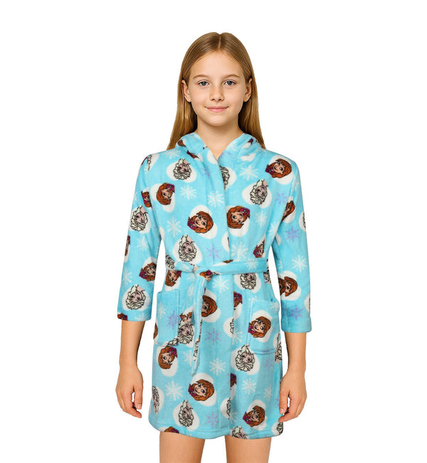 Kids Girls Frozen Dressing Gown In Blue Age 2-10 Years