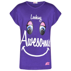 Girls Top Kids Designer's Looking Awesome Print Fashion T Shirt Top 5-13 Years