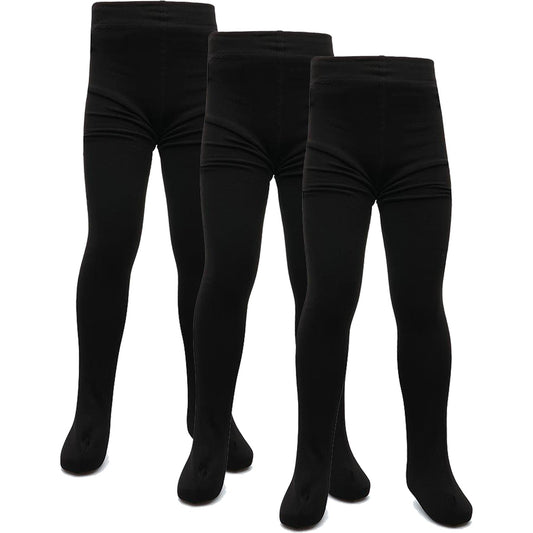 Kids Girls Fleece Lined Thermal Tights Pack 3 Or 6 Cosy Winter Stretchy Tights
