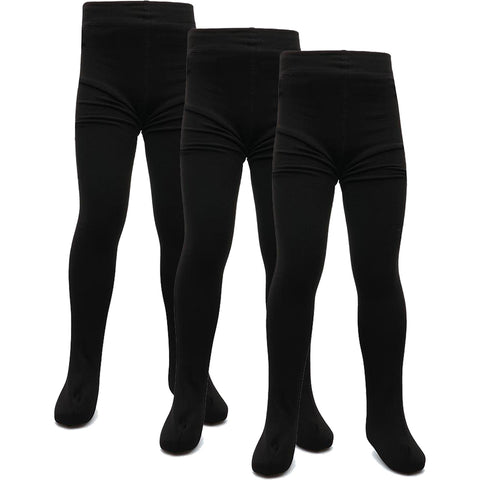 Kids Girls Fleece Lined Thermal Tights Pack 3 Or 6 Cosy Winter Stretchy Tights