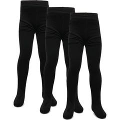 Kids Girls Fleece Lined Thermal Tights Pack 3 Or 6 Cosy Winter Stretchy Tights