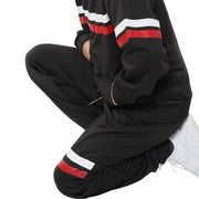 A2Z 4 Kids Girls Boys Tracksuit Designer's Plain Black Contrast With Red & White Stripes Fleece Hooded Hoodie Top Bottom Workout Running Jogging Suit Gymwear Joggers Age 5 6 7 8 9 10 11 12 13 Years