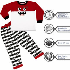 Kids Girls Boys Cute Monster Royal Blue Pyjamas PJs 2 Piece Cotton Set Nightwear