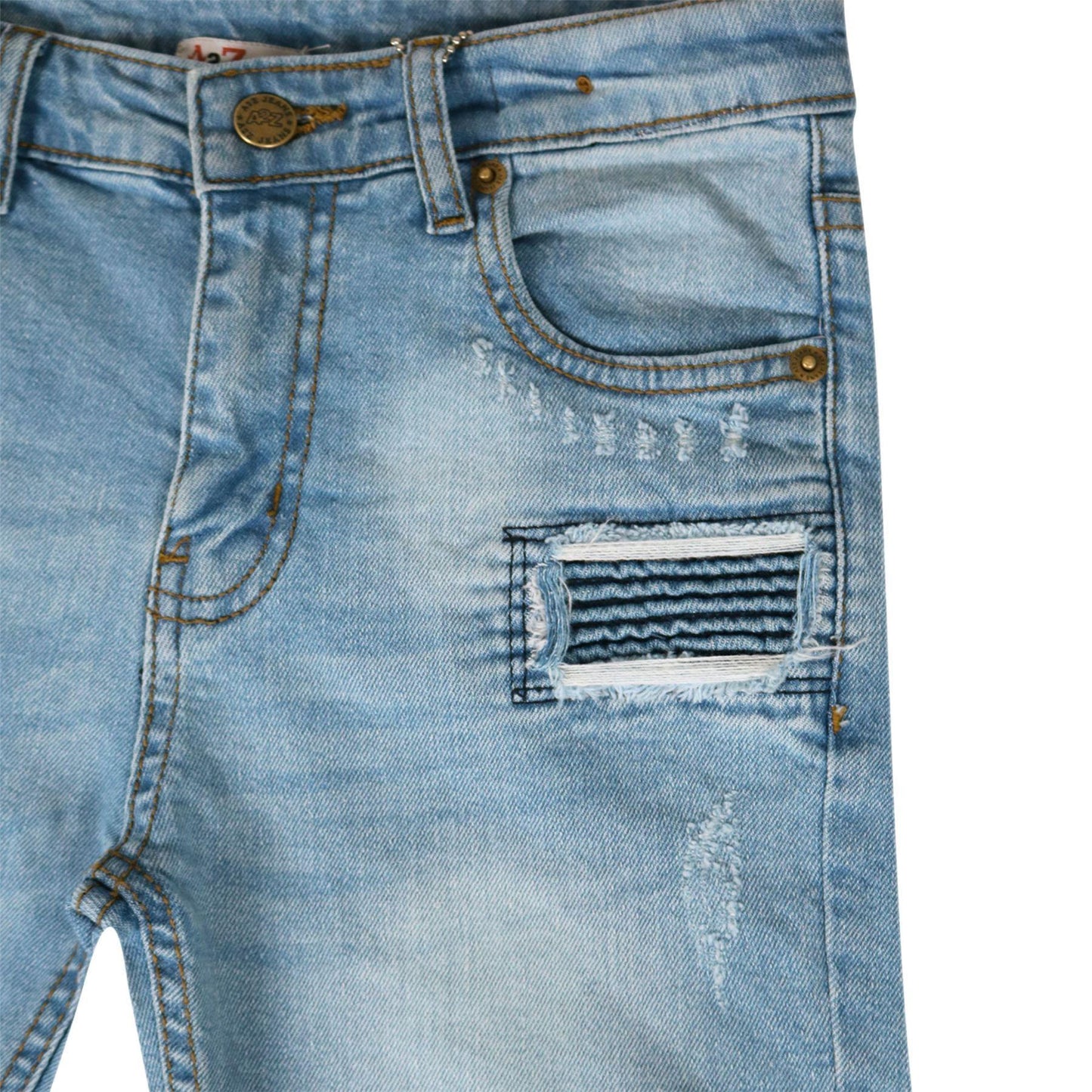 Kids Boys Ripped Light Blue Denim Shorts Comfort Stretch Jeans Trouser Pants