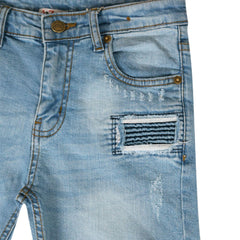 Kids Boys Ripped Light Blue Denim Shorts Comfort Stretch Jeans Trouser Pants