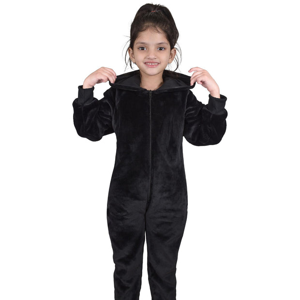 Kids Girls Boys Plain Fleece A2Z Onesie One Piece Hooded All In One Jumpsuit