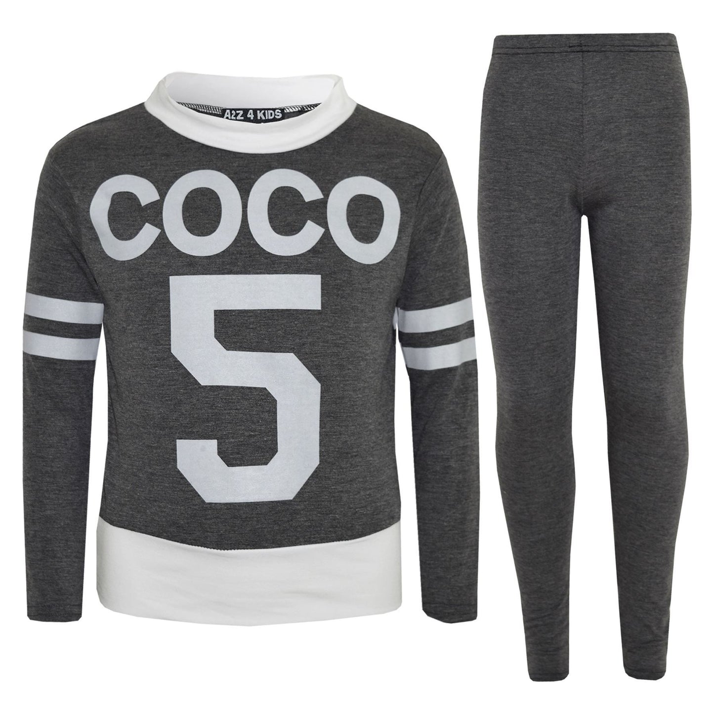 Girls Top Kids COCO 5 Print Trendy Crop Top & Fashion Legging Set Age 7-13 Years