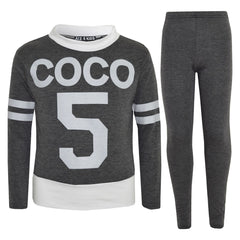 Girls Top Kids COCO 5 Print Trendy Crop Top & Fashion Legging Set Age 7-13 Years