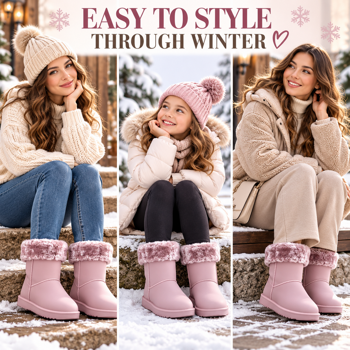 A2Z 4 KIDS Girls Ladies Faux Fur Lined Warm Winter Boots Waterproof Non Slip