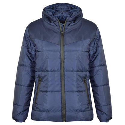 Kids Jacket Girls Boys Padded Navy Puffer Hooded Zipped Coat Warm Thick Coats