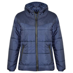Kids Jacket Girls Boys Padded Navy Puffer Hooded Zipped Coat Warm Thick Coats