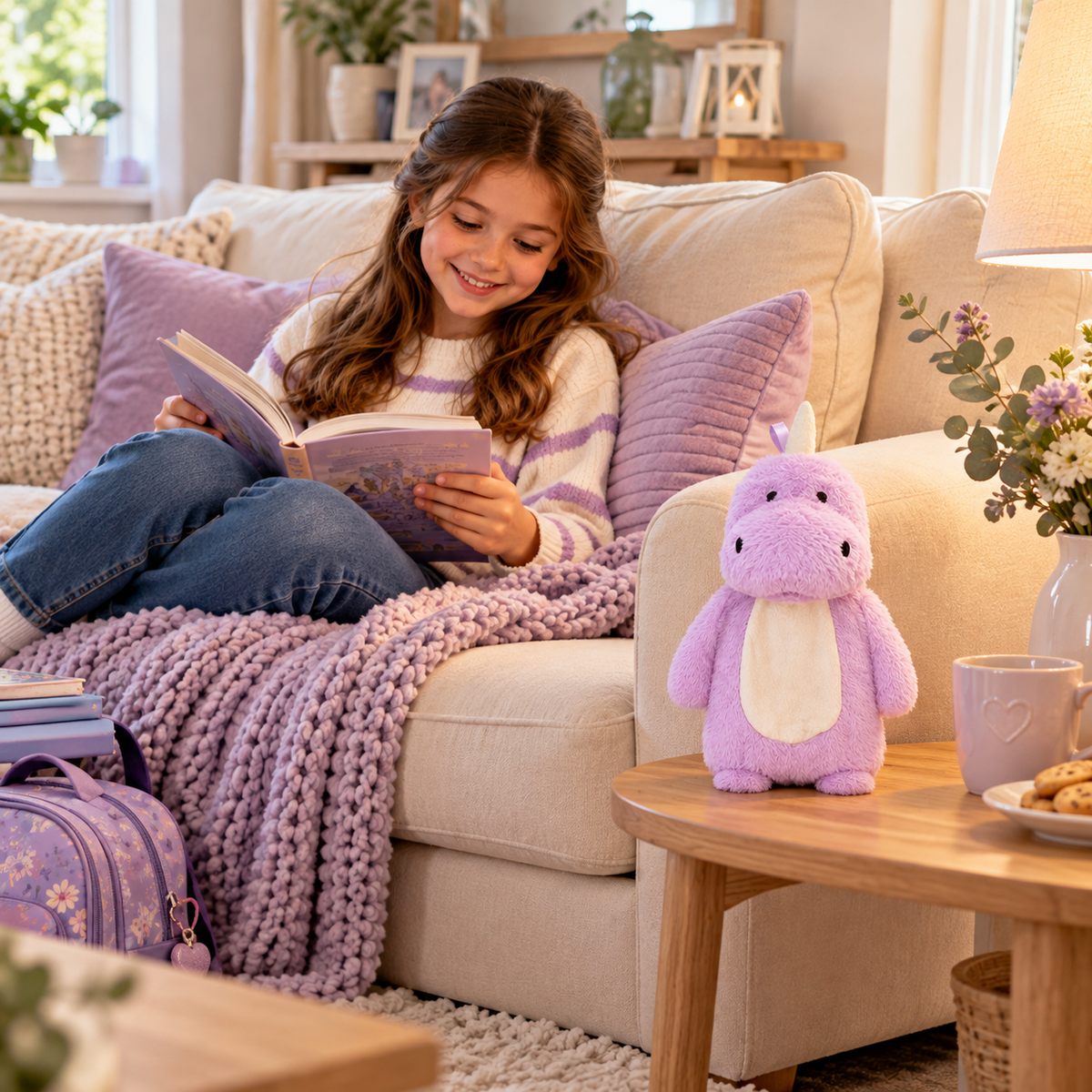 A2Z 4 Kids Purple Dinosaur Plush Hot Water Bottle 750ml Novelty Cosy Warmer