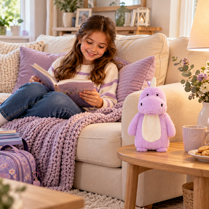 A2Z 4 Kids Purple Dinosaur Plush Hot Water Bottle 750ml Novelty Cosy Warmer