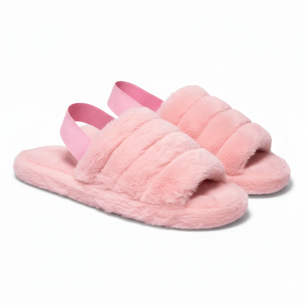 A2Z Women Sliders Fluffy Faux Fur Peep Toe Warm Winter Soft Cosy Ladies Slippers