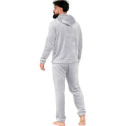 Mens Pyjamas Soft Warm Fleece Adults Hooded Pyjamas 2 Piece Gift Set For Mens