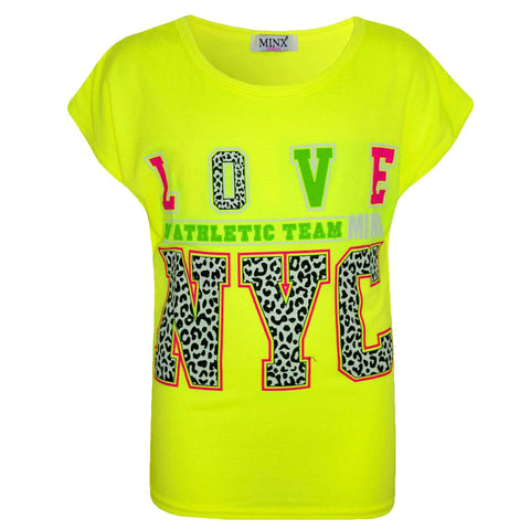 Kids Girls LOVE Us Athletic Team NYC Printed Trendy Fashion Crop Top 7-13 Years