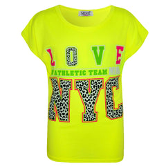 Kids Girls LOVE Us Athletic Team NYC Printed Trendy Fashion Crop Top 7-13 Years