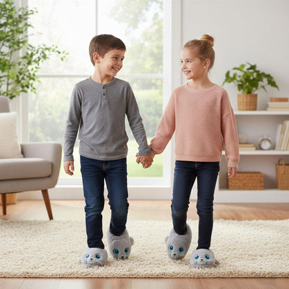 A2Z 4 Kids Boys Girls Cute Animal Slippers Non-Slip Winter Plush Warm Baby Shoes