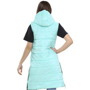 A2Z Kids Girls Fashion Oversized Hooded Quilted Gilet Mint Color Padded Long Line Vest Jacket Long Sleeveless Coat Urban Winter Wear Coat 7-13 Years