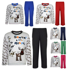 Girls Boys SANTAS LITTLE HELPER Christmas Pyjamas Reindeer Rudolph PJ's Age 1-7 Years