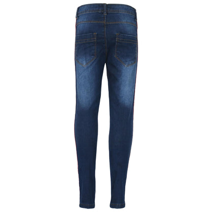 Kids Boys Skinny Denim Jeans Contrast Taped Stretchy Pants Trouser Age 5-13 Year