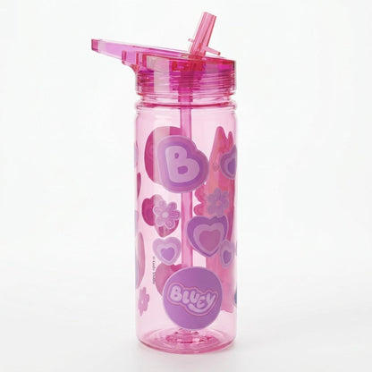 Bluey Kids Water Bottle 580ml Straw Carry Handle Reusable Plastic Drinks Bottle