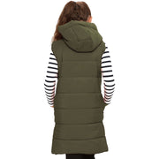 A2Z Kids Down Vest Oversized Khaki Long Sleeveless Hooded Quilted Gilet Padded Long Line Vest Jacket Coat For Girls 7-13 Years