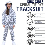 Kids Tie Dye Tracksuit Gym Cropped Hoodie Sweatpants Cord Set Girls Age 5-13